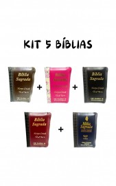 KIT 5 BBLIAS LETRA MDIA C/ HARPA - ZPER  (PRETA, MARROM C/ PRETA, ROSA C/ AMARELO, VINHO C/ PRETA, AZUL C/ PRETA) 